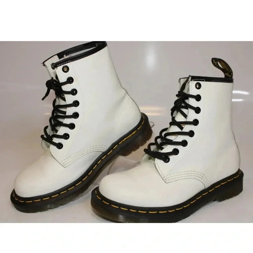 Dr. Martens White Smooth Leather 1460 Lace Up Ankle Boots  women’s Size 5/36